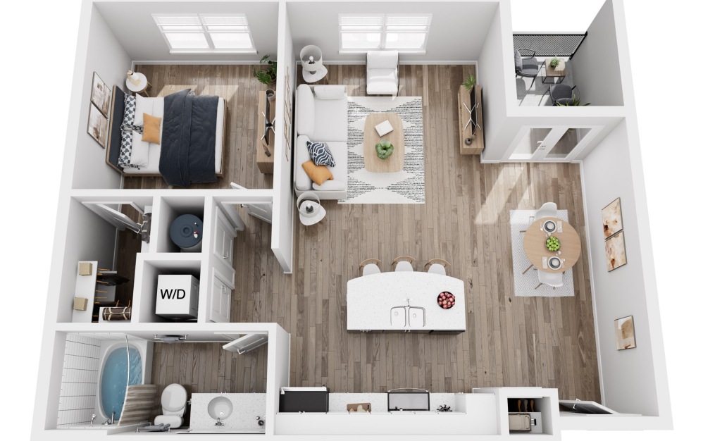 A4A - 1 bedroom floorplan layout with 1 bathroom and 786 square feet