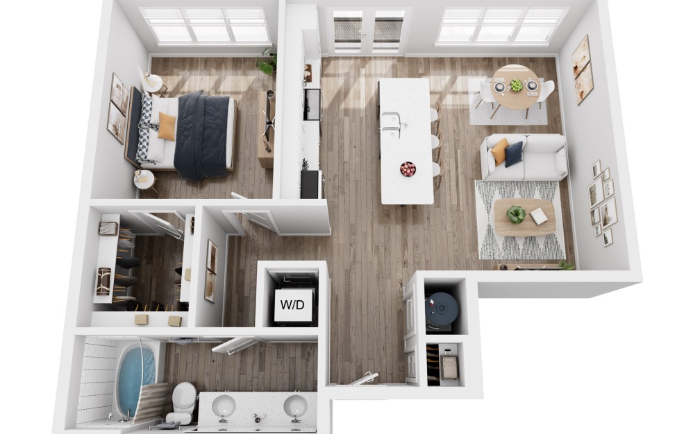 A4B - 1 bedroom floorplan layout with 1 bathroom and 794 square feet